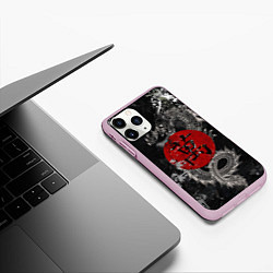 Чехол iPhone 11 Pro матовый Dragon - black grunge, цвет: 3D-розовый — фото 2