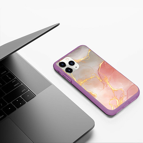 Чехол iPhone 11 Pro матовый Texture and glitter / 3D-Фиолетовый – фото 3