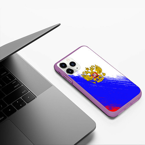 Чехол iPhone 11 Pro матовый Патриот Рф Герб / 3D-Фиолетовый – фото 3