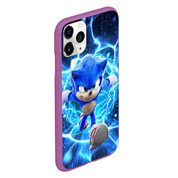 Чехол iPhone 11 Pro матовый Sonic electric waves, цвет: 3D-фиолетовый — фото 2