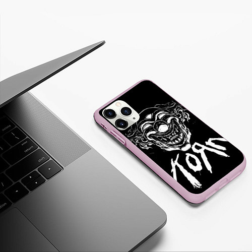 Чехол iPhone 11 Pro матовый KoЯn - clown face / 3D-Розовый – фото 3