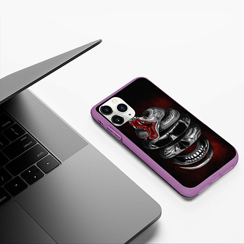 Чехол iPhone 11 Pro матовый Snake skull / 3D-Фиолетовый – фото 3