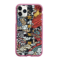 Чехол iPhone 11 Pro матовый Japanese art, цвет: 3D-малиновый