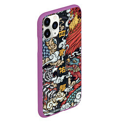 Чехол iPhone 11 Pro матовый Japanese art, цвет: 3D-фиолетовый — фото 2