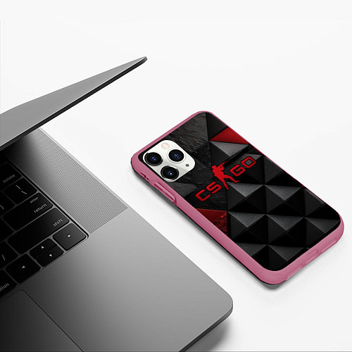 Чехол iPhone 11 Pro матовый CS GO abstract texture / 3D-Малиновый – фото 3