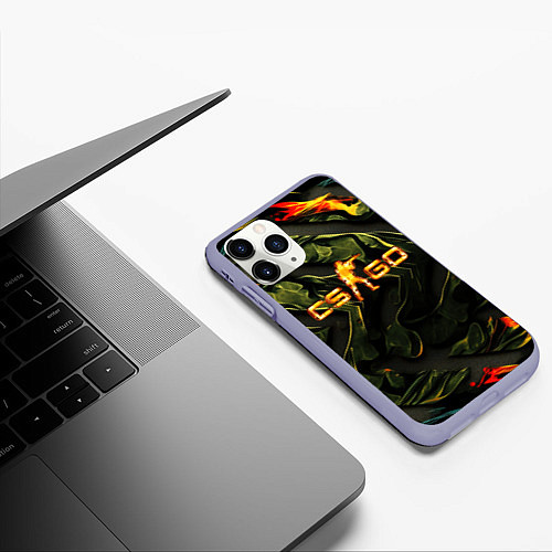 Чехол iPhone 11 Pro матовый CS GO green texture / 3D-Светло-сиреневый – фото 3