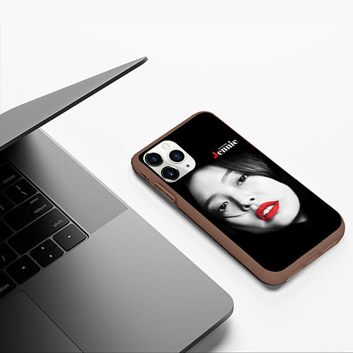 Чехол iPhone 11 Pro матовый Blackpink Jennie Red lips / 3D-Коричневый – фото 3