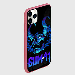 Чехол iPhone 11 Pro матовый Sum41 horns skull, цвет: 3D-малиновый — фото 2