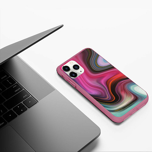 Чехол iPhone 11 Pro матовый Pink wave / 3D-Малиновый – фото 3