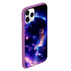 Чехол iPhone 11 Pro матовый Космическая женщина, цвет: 3D-фиолетовый — фото 2