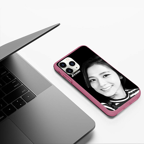 Чехол iPhone 11 Pro матовый Blackpink Jisoo in vest / 3D-Малиновый – фото 3