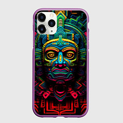 Чехол iPhone 11 Pro матовый Ацтекские Боги, цвет: 3D-фиолетовый