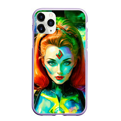 Чехол iPhone 11 Pro матовый Девушка киборг с рыжими волосами, цвет: 3D-светло-сиреневый