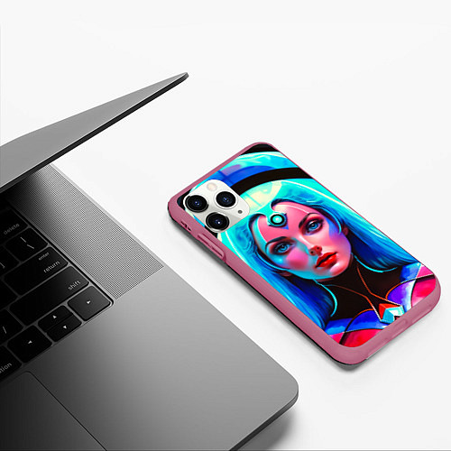 Чехол iPhone 11 Pro матовый Девушка в криокапсуле / 3D-Малиновый – фото 3