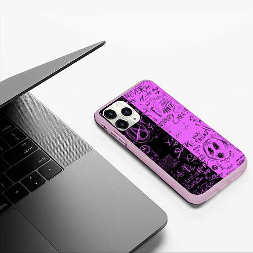 Чехол iPhone 11 Pro матовый Dead inside purple black / 3D-Розовый – фото 3