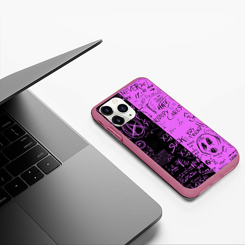 Чехол iPhone 11 Pro матовый Dead inside purple black / 3D-Малиновый – фото 3