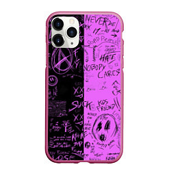 Чехол iPhone 11 Pro матовый Dead inside purple black, цвет: 3D-малиновый