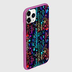 Чехол iPhone 11 Pro матовый Флуоресцентные Цветы, цвет: 3D-фиолетовый — фото 2