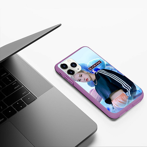 Чехол iPhone 11 Pro матовый Роуз синяя орхидея / 3D-Фиолетовый – фото 3