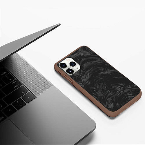 Чехол iPhone 11 Pro матовый Dark texture / 3D-Коричневый – фото 3