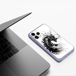 Чехол iPhone 11 Pro матовый Дракон тату краска, цвет: 3D-светло-сиреневый — фото 2