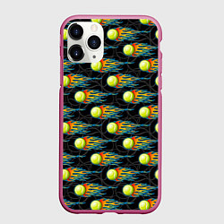 Чехол iPhone 11 Pro матовый Мячики теннисные, цвет: 3D-малиновый