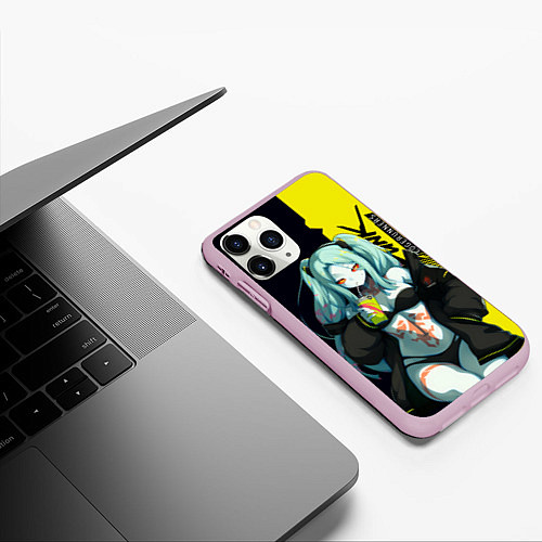 Чехол iPhone 11 Pro матовый Rebecca - Cyberpunk Edgerunners / 3D-Розовый – фото 3