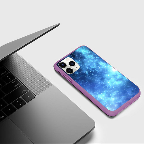 Чехол iPhone 11 Pro матовый Яркие звёзды в космосе / 3D-Фиолетовый – фото 3