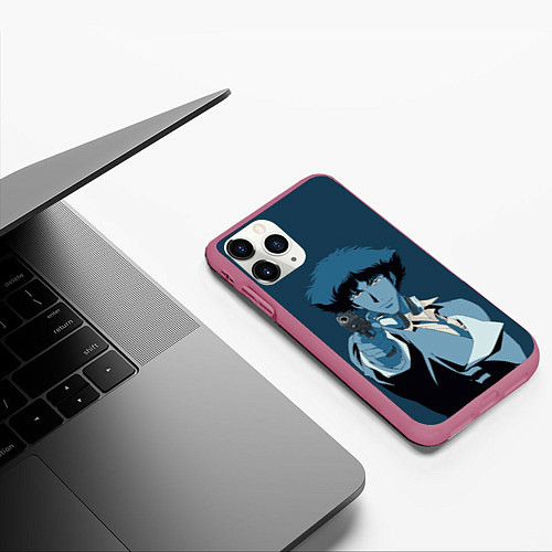 Чехол iPhone 11 Pro матовый Spike Spiegel blue / 3D-Малиновый – фото 3