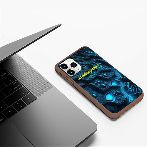 Чехол iPhone 11 Pro матовый Cyberpunk ice blue / 3D-Коричневый – фото 3