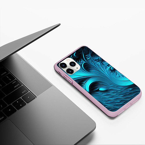 Чехол iPhone 11 Pro матовый Неоновые объемные узоры / 3D-Розовый – фото 3