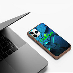 Чехол iPhone 11 Pro матовый CS GO blue green style, цвет: 3D-коричневый — фото 2