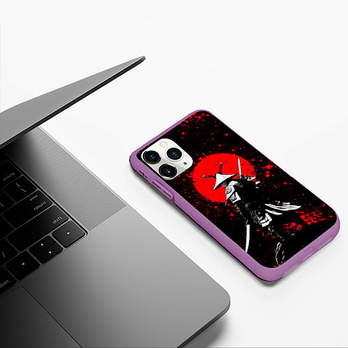 Чехол iPhone 11 Pro матовый Призрак цусимы - самурай / 3D-Фиолетовый – фото 3