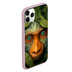 Чехол iPhone 11 Pro матовый Обезьяна в джунглях, цвет: 3D-розовый — фото 2