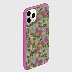 Чехол iPhone 11 Pro матовый Мухоловки и сирень, цвет: 3D-фиолетовый — фото 2