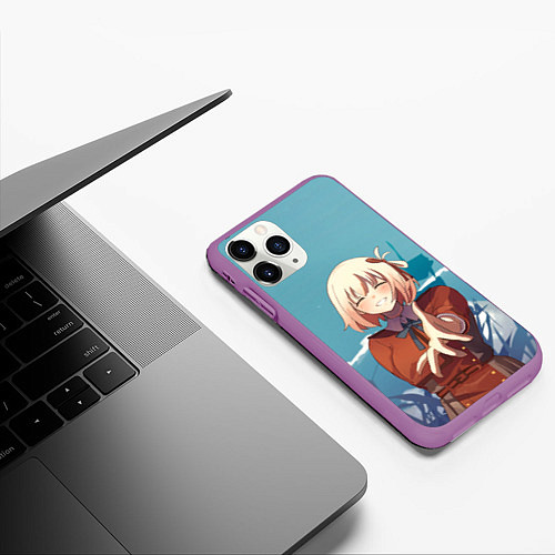 Чехол iPhone 11 Pro матовый Sweet Chisato Nishikigi - Lycoris Recoil / 3D-Фиолетовый – фото 3