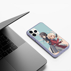 Чехол iPhone 11 Pro матовый Takina Inoue and Chisato Nishikigi - Lycoris Recoi, цвет: 3D-светло-сиреневый — фото 2