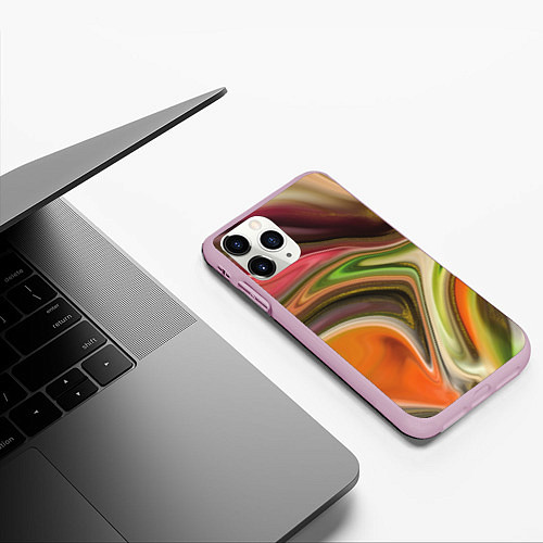 Чехол iPhone 11 Pro матовый Waves colors / 3D-Розовый – фото 3