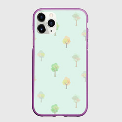 Чехол iPhone 11 Pro матовый Деревца, цвет: 3D-фиолетовый