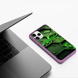 Чехол iPhone 11 Pro матовый CSGO green abstract, цвет: 3D-фиолетовый — фото 2