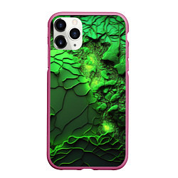 Чехол iPhone 11 Pro матовый Объемная зеленая текстура, цвет: 3D-малиновый