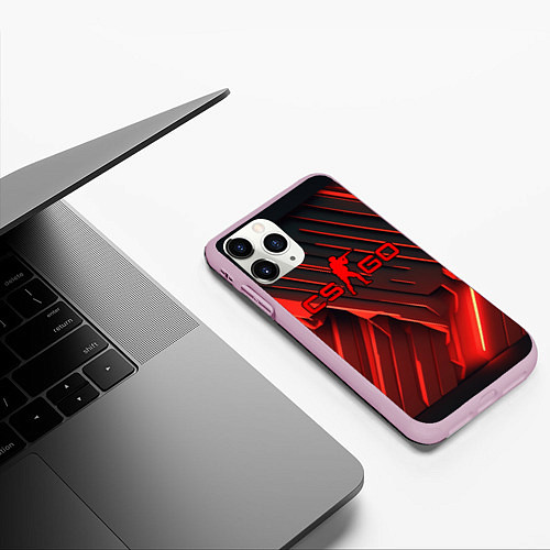 Чехол iPhone 11 Pro матовый CS GO red neon / 3D-Розовый – фото 3