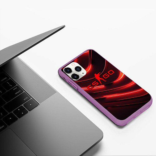 Чехол iPhone 11 Pro матовый CS GO red neon / 3D-Фиолетовый – фото 3