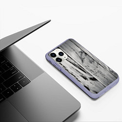 Чехол iPhone 11 Pro матовый Grey wood, цвет: 3D-светло-сиреневый — фото 2