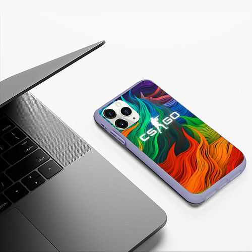 Чехол iPhone 11 Pro матовый Cs Go Logo Color / 3D-Светло-сиреневый – фото 3