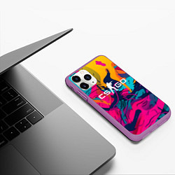 Чехол iPhone 11 Pro матовый Counter Strike Go Logo Color, цвет: 3D-фиолетовый — фото 2