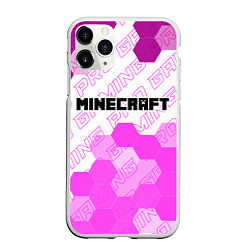 Чехол iPhone 11 Pro матовый Minecraft pro gaming: символ сверху, цвет: 3D-белый