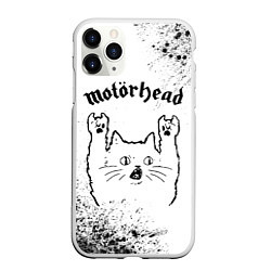 Чехол iPhone 11 Pro матовый Motorhead рок кот на светлом фоне, цвет: 3D-белый