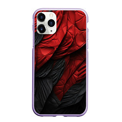 Чехол iPhone 11 Pro матовый Red black texture, цвет: 3D-светло-сиреневый