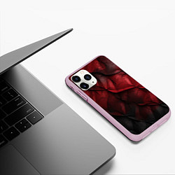 Чехол iPhone 11 Pro матовый Black red texture, цвет: 3D-розовый — фото 2